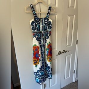 Farm Rio Flower Tapestry Off-White Midi Dress Sz XXS